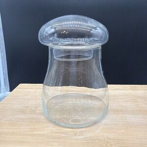 Vtg. Libbey 6" Clear Glass Mushroom Terrarium Apothecary Bubble Lid Jar w Lid